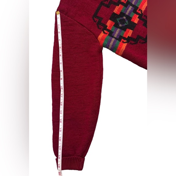Pendleton Vintage Red Wool Cardigan Western Aztec Size Medium Sweater - Picture 5 of 14